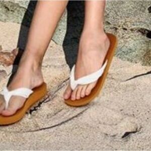 Elegant White and Tan Women's Sandals